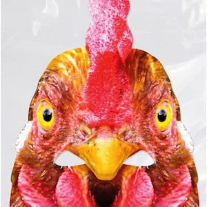 Rubies HEN0001 - Máscara de tarjeta de gallina - máscara de cartón con estampado, máscara de animal pollo