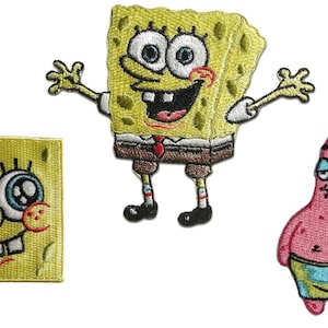 Mono Quick Spongebob or Patrick appliqués, iron-on patches, patches - SpongeBob
