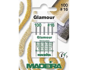 Madeira 9453 Glamour Titanium Machine Needles, Sewing Machine Needles 100 #16