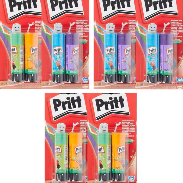 Pritt Rainbow Klebestifte, 4 Stück je 20g, Farblich sortiert! - Pritt Sticks Coloured Glue