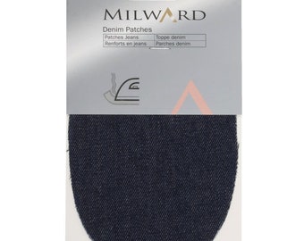 Milward 2662104 Jeans Patches, 2er, Dunkelblau Denim Flicken, Reparaturflicken