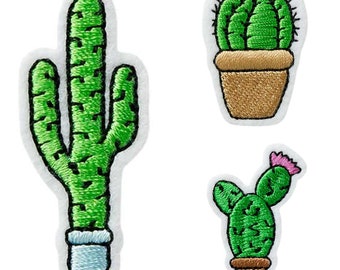 Mono Quick 0218x Cacti iron-on patch, cactus flower desert, iron-on patch