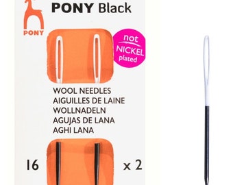 Pony 16871 Black Wool Needles 2pcs, size 16, without nickel coating, black needles