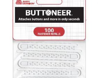 AVERY DENNISON Buttoneer® Tool Refill Pack, 100 Clips