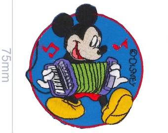 HKM 26274 Micky Maus mit Akkordeon Bügelbild, Patch, Mickey Mouse