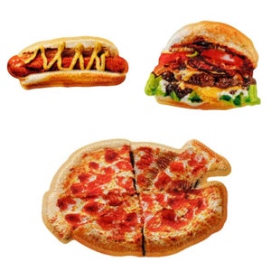 Mono Quick 0653x Fast Food 3D Applikation, Bügelbild, Pizza, Burger oder Hot Dog Patch