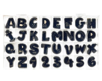 Mono Quick Letters, Numbers - Application - Ironing Image - Ironing Sewing Sticking, Alphabet JEANS