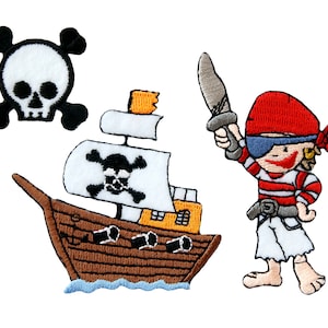 Mono Quick 16120 Create Pirate - Juego de 3 parches termoadhesivos para coser, diseño de calavera