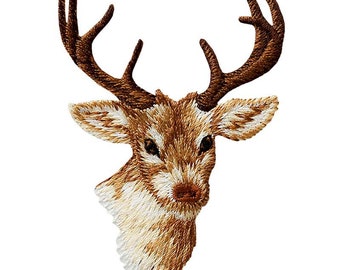Mono Quick 14079 deer head, deer animal application, iron-on transfer, patch approx. 7 x 5.2 cm