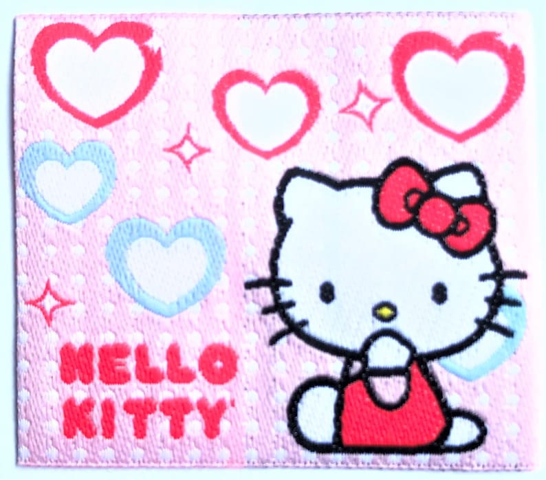 Ironing Image Patches Mono Quick Hello Kitty Applique Jeans Oval Label