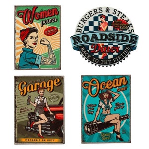 Mono Quick 1054x Pin up Girl application, iron-on image, patch, Women Power Roadside
