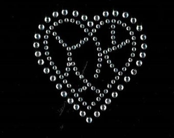 Kleiber 72042 Rhinestone heart iron-on patch, approx. 5.2 x 5.5 cm rhinestone motif