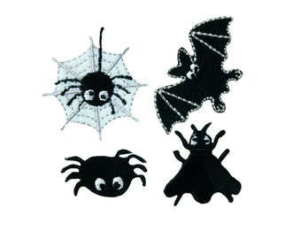 Mono Quick 10063 Halloween Patch Set of 4, Spider Bat Fly Application Ironing Image Patch Ironing