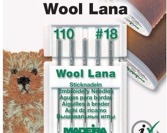 Madeira 9452 Wool Lana Embroidery Needle Machine Needles, Sewing Machine Needles, 110 #18