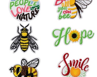 Mono Quick 1413x RECYCL-PATCH application, iron-on transfer, bee hope flower or smile, patch made from recycled PET bottles