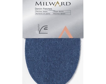 Milward 2662103 Jeans Patches, 2er, Mittelblau Denim Flicken, Reparaturflicken