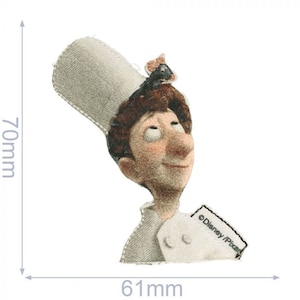 HKM 27869 Ratatouille iron-on patch, Disney appliqué, approx. 7 x 6.1 cm Linguini & Remy