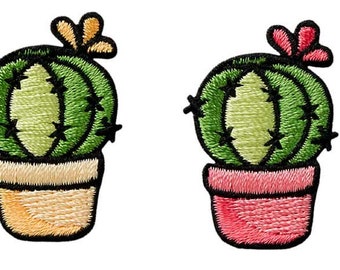 Mono Quick 10121 Cactus Pink and Yellow Applique, Iron-on Patch, Cacti