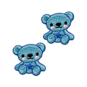 Mono Quick 06021 Bär blau, 2er SET Bügelbild, Patch, ca. 2,5 x 2,5 cm Bärchen Teddy