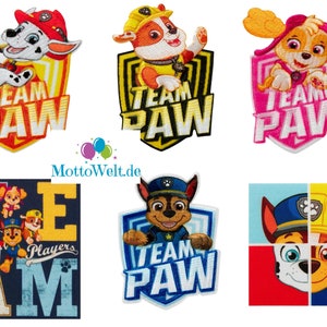 Mono Quick Paw Patrol Applikationen, Bügelbild, Patch, Aufnäher, Chase Skye Marshall Rocky