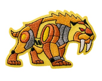 Mono Quick 10383 Saber-toothed Robot Temple Image, Patch, approx. 3.8 x 6 cm Tiger Application