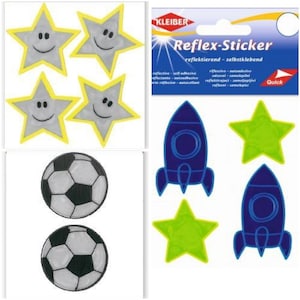 Kleiber Reflex-Sticker - Selbstklebende, reflektierende 4er Sets Sticker, Fußball, Raketen oder Sterne
