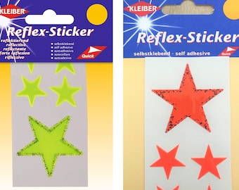 Kleiber Reflex Sticker Set of 5 Reflector Self-adhesive - 5 STARS - yellow, orange