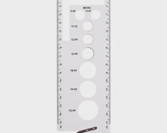 Pony 60668 Knitting Needle Gauge with Yarn Cutter, 11.00-25.00 mm, Needle Gauge, Needle Gauge, Ruler