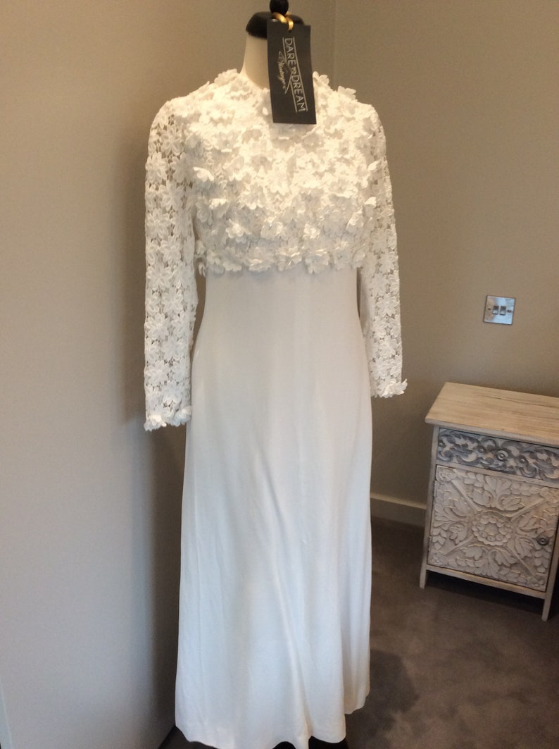 Vintage 90s midi wedding gown with Austrian crystals UK 810