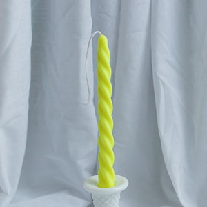 Neon Yellow Curled Taper Candle