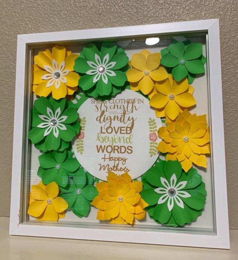 Paper Flower Shadow Box Shadow Box Mini Paper Flowers Etsy