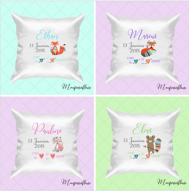 Coussin de Naissance à Personnaliser Thème