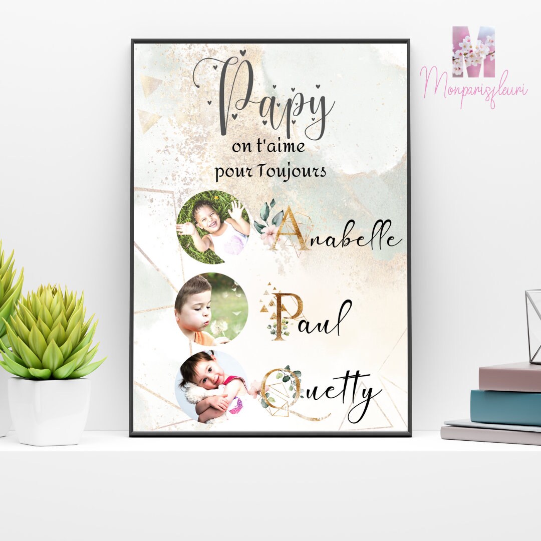 Affiche Papy d'amour à Personnaliser avec Photos