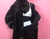 80s black persian lamb faux fur coat curly faux fur long coat long faux fur jacket Textured Faux Fur Coat