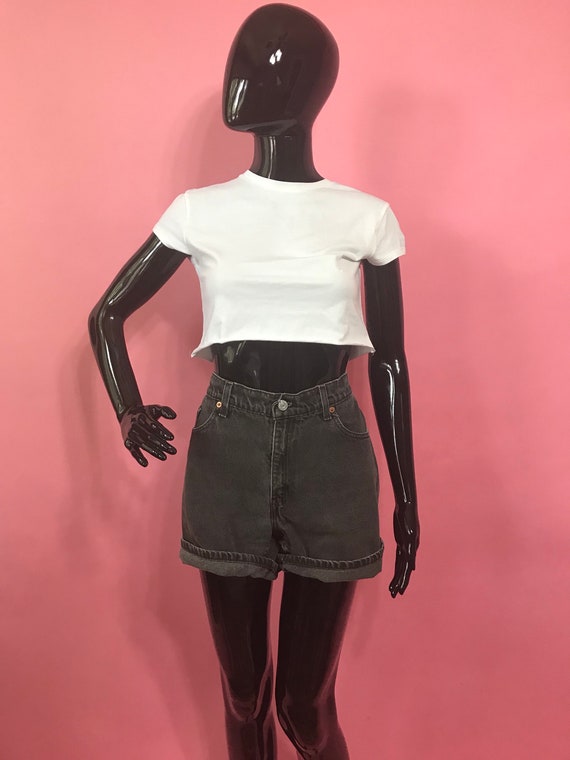 80s Levi's stonewashed faded black jean shorts, 10