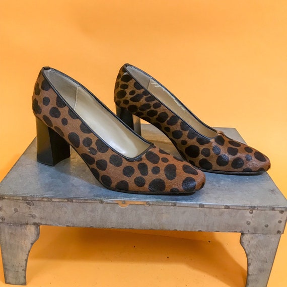 Cheetah Print Cow Hair Pumps / Cow Hair Stacked Ch