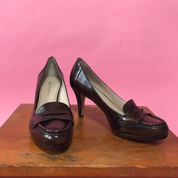 high heel penny loafers