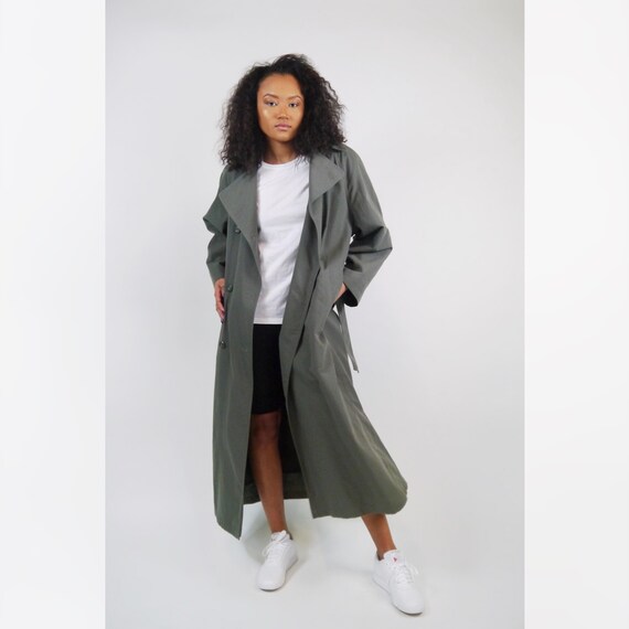 Olive Green London Fog Belted Trench Jacket / Vint