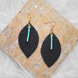 upcycled rubber earring, medium minimalist earring, eccentric earring, bicycle tube earring, black leaf earring, boho-chic earring, upcycled