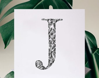 Letter J Card Etsy Uk