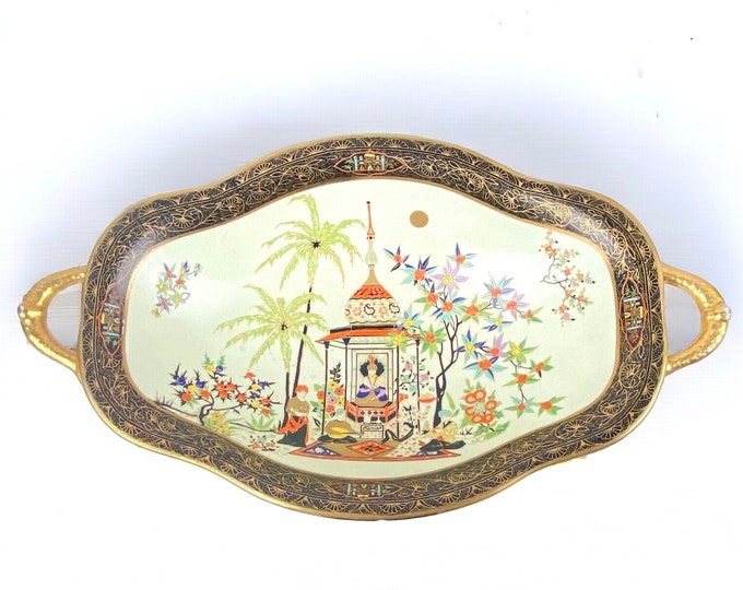 Beautiful Rare Carlton Ware Art Deco Decorative Asian bowl. Flaws, see condition