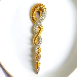 Long Gold plated Rhinestone Lapel Pin