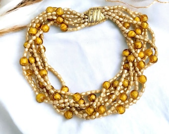 Fabulous CINER glass Beaded Torsade Necklace