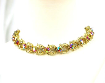 Mid Century Topaz Aurora Borealis collar Necklace