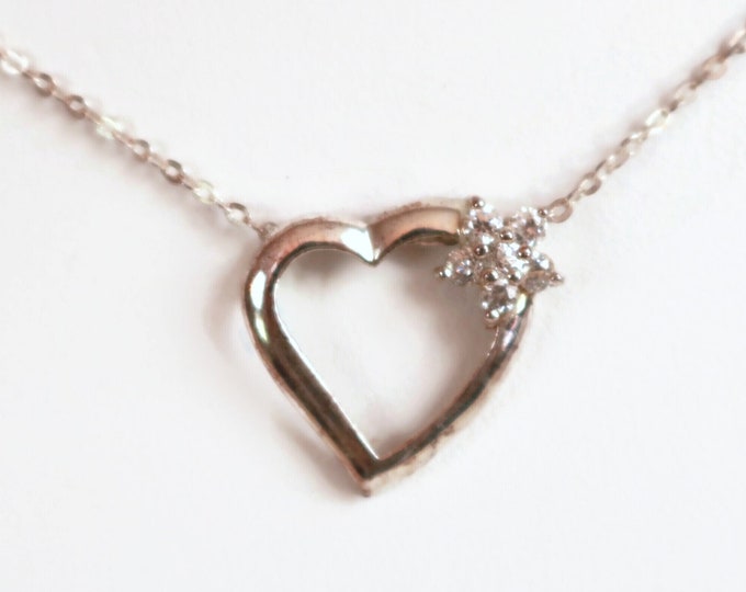RJ GRAZIANO for AVON 925 Sterling Silver and Crystal Heart Pendant Necklace