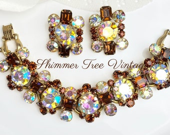 Mid Century JULIANA D&E Verified Headlight Rhinestone Bracelet and Earrings Set ~ US Tariffs included in shipping prices