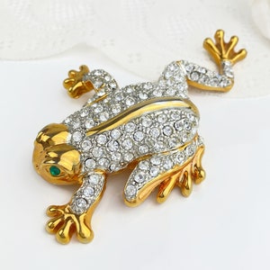 Huge Crystal Rhinestone Frog Brooch