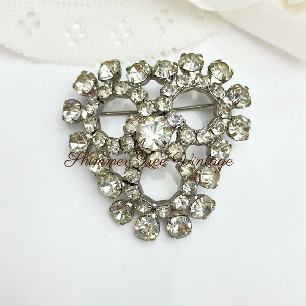 Glamorous Mid Century Crystal Rhinestone Brooch