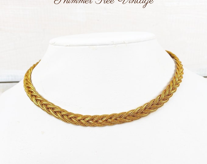 1970's NAPIER signed Gold plated braided Chain Necklace