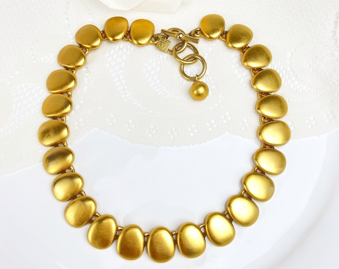 ANNE KLEIN Gold Plated Medallion Link Collar Necklace